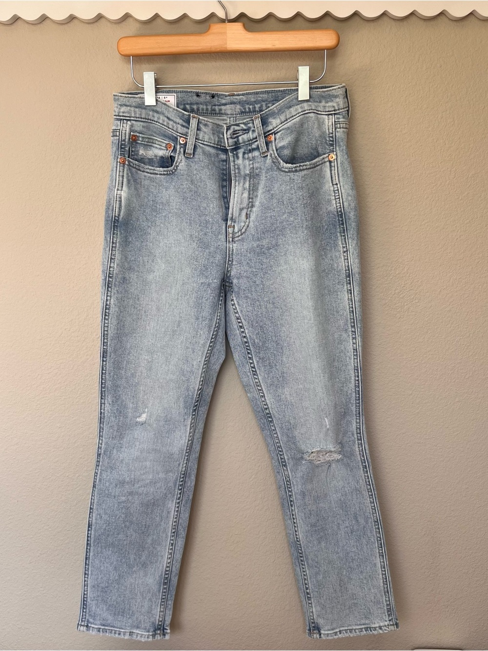 Gap Light Wash Distressed Vintage Slim Mid Rise Jeans